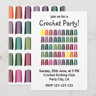 Invitation Fête de tricot au crochet coloré