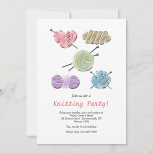 Invitation Fête de tricot de collection de fil