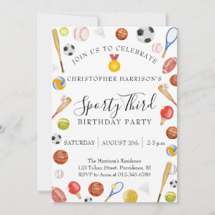 Invitation Fête de troisième anniversaire sportive pour garço