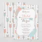 Invitation Fête de troisième anniversaire Wild and Three Trib (Devant / Derrière)