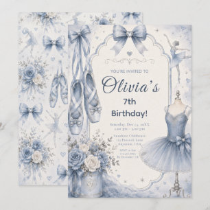 Invitation Fête de tutu de ballet bleu