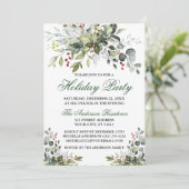 Invitation Fête de vacances Aquarelle Berries vertes (Debout devant)