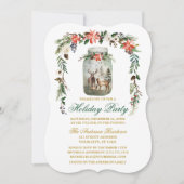Invitation Fête de vacances Aquarelle hiver Floral Mason Jar (Devant)