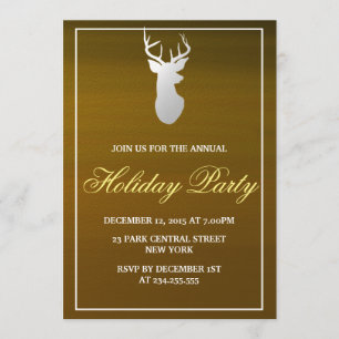 Invitation Fête de vacances argentée d'or d'Antler