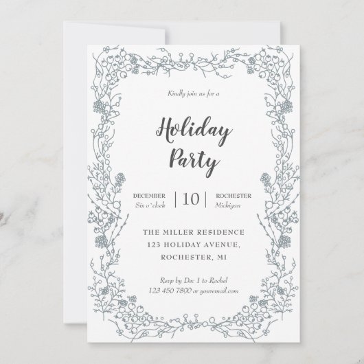 Invitation Fête de vacances blanche de cadre de baies (Devant)