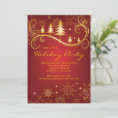 Invitation Fête de vacances chic d'arbres de Noël de flocons (Debout devant)