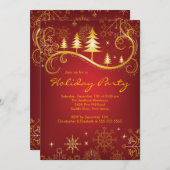 Invitation Fête de vacances chic d'arbres de Noël de flocons (Devant / Derrière)