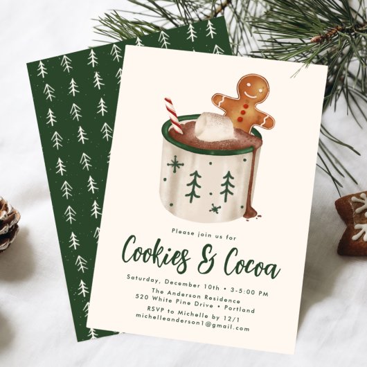 Invitation Fête de vacances Cookies et Cocoa Mignons
