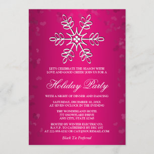 INVITATION FÊTE DE VACANCES DE CHAUD ROSE SNOWFLAKE