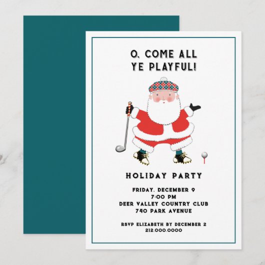 Invitation Fête de vacances de golf (Devant / Derrière)