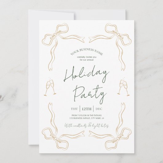 Invitation Fête de vacances de la Compagnie d'Or Vert Unique (Devant)