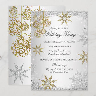 Invitation Fête de vacances de Noël en or Hiver Merveilleux 5