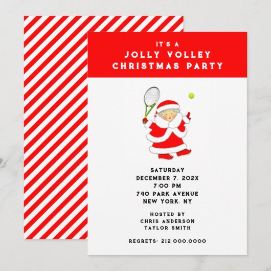 Invitation Fête de vacances de tennis (Devant / Derrière)