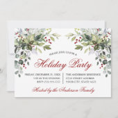 Invitation Fête de vacances de verdure à l'aquarelle rouge (Devant)