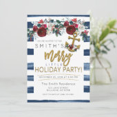 Invitation Fête de Vacances de Yacht Nautique Stripes de Noël (Debout devant)