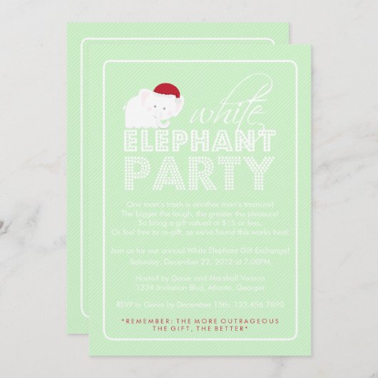 Invitation Fête de vacances d'échange de cadeau d'objet (Devant / Derrière)