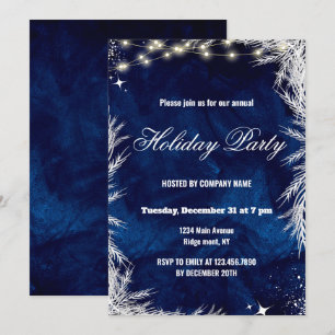 Invitation Fête de vacances d'hiver bleu et blanc 2025