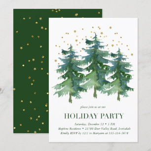 Invitation Fête de vacances en forêt hivernale