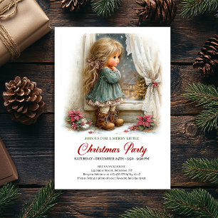 Invitation Fête de Vacances Fille Mignonne Scène d