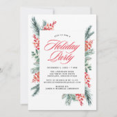 Invitation Fête de vacances Holly et À feuillage persistant (Devant)