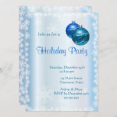 Invitation Fête de vacances joyeuse sur glace-bleu (Devant / Derrière)
