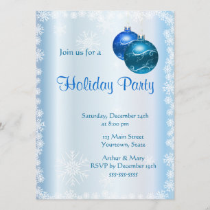 Invitation Fête de vacances joyeuse sur glace-bleu