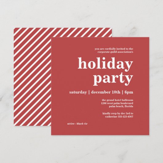 Invitation Fête de vacances minimaliste moderne (Devant / Derrière)
