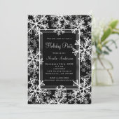 Invitation Fête de Vacances Moderne Black & White Snowflakes (Debout devant)