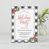 Invitation Fête de vacances noire et blanche de plaid de (Debout devant)