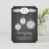 Invitation Fête de vacances noire exquise de boules de Noël (Debout devant)