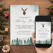 Invitation Fête de Vacances Pins de Forêt d'hiver