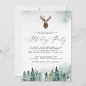 Invitation Fête de Vacances Pins de Forêt d'hiver (Devant)