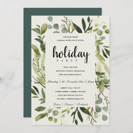 INVITATION FÊTE DE VACANCES POUR LES ENTREPRISES EN VERT DE L (Devant / Derrière)