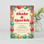 Invitation Fête de vacances Retro Groovy Shake & Sparkle (Debout devant)