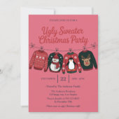 Invitation Fête de vacances rose laide | Fun Noël (Devant)