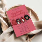 Invitation Fête de vacances rose laide | Fun Noël