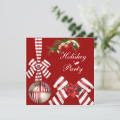 Invitation Fête de vacances Rouge Blanc Candy Stri (Debout devant)