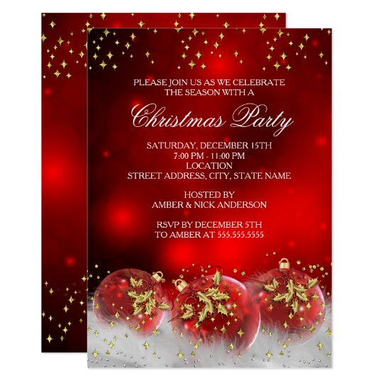 Invitation Fete De Vacances Rouge De Noel De Babioles De Houx Zazzle Be
