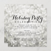 Invitation Fête de vacances Silver Sparkling Snowflake lumièr (Devant / Derrière)