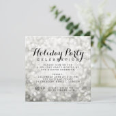 Invitation Fête de vacances Silver Sparkling Snowflake lumièr (Debout devant)