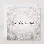 Invitation Fête de vacances Silver Sparkling Snowflake lumièr (Dos)
