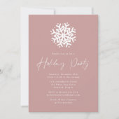 Invitation Fête de vacances simple flocon de neige Rose Pouss (Devant)