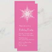 Invitation Fête de vacances Snowy Fuchsia Snowflake Invitatio (Devant / Derrière)