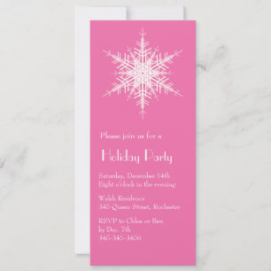 Invitation Fête de vacances Snowy Fuchsia Snowflake Invitatio