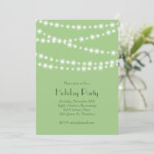 Invitation Fête de vacances vert clair Twinkle Lights (Debout devant)