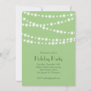 Invitation Fête de vacances vert clair Twinkle Lights