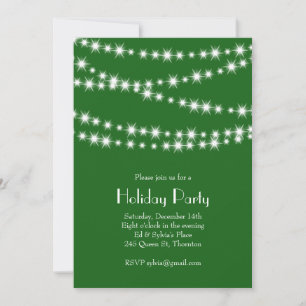Invitation Fête de vacances vert Twinkle Lights