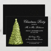 Invitation Fête de vacances verte élégante d'arbre de Noël (Devant / Derrière)