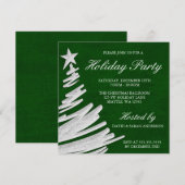 Invitation Fête de vacances verte et argentée d'arbre de Noël (Devant / Derrière)