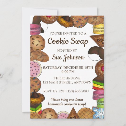 Invitation Fête de vente de pâtisseries de Noël échange de bi (Devant)